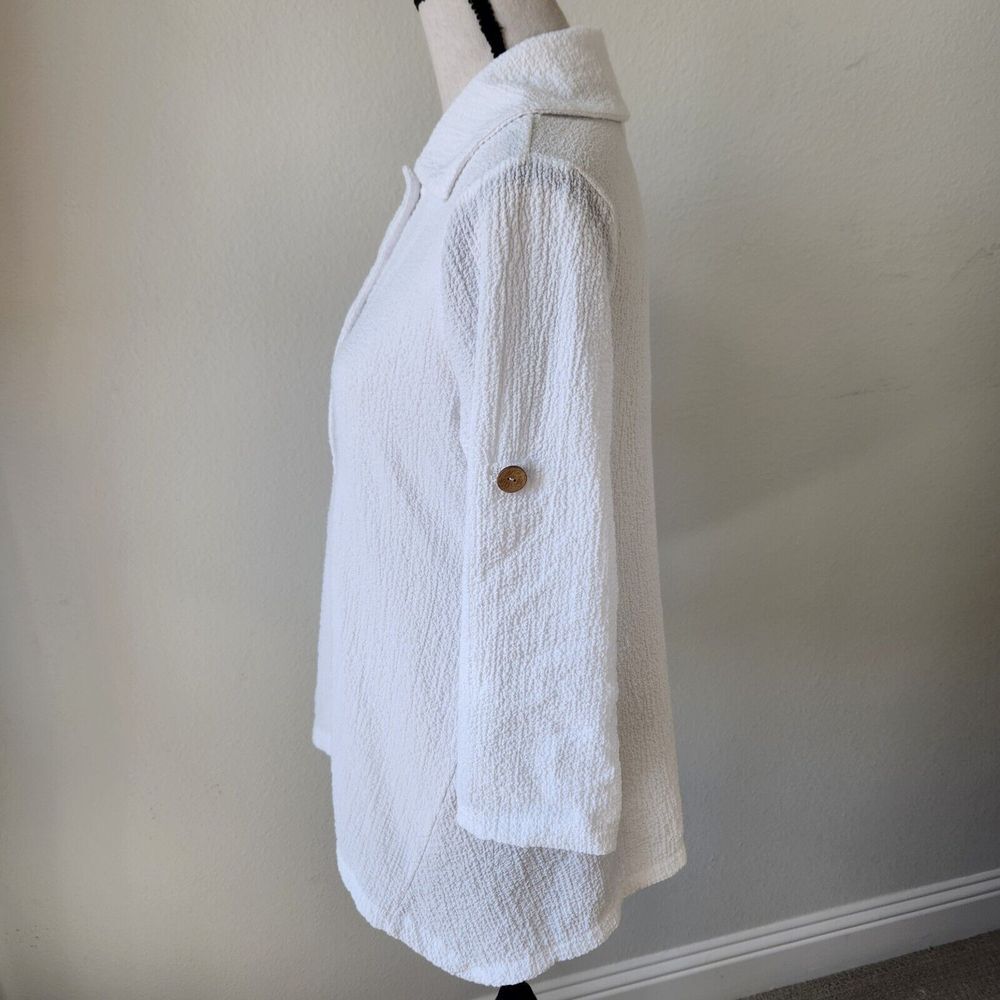 Peck & Peck‎ Womens Small Summer Beach Button Up White Blouse - Picture 10 of 13